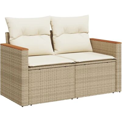 vidaXL Gartensofa mit Kissen - Witterungsbeständiger Rattan - Beige vidaXL Gartensofa mit Kissen - Witterungsbeständiger Rattan - Beige