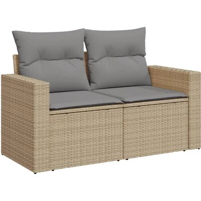 vidaxl Garden Sofa with Cushions 2-Seater Poly Rattan Beige Model: ohn - Tuinbank vidaxl Garden Sofa with Cushions 2-Seater Poly Rattan Beige Model: ohn - Tuinbank