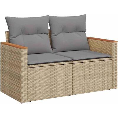 vidaXL Tuinbank Beige - Weerbestendig Rotan - 2-zits vidaXL Tuinbank Beige - Weerbestendig Rotan - 2-zits