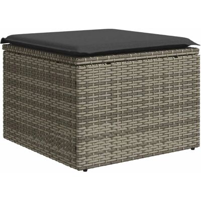 vidaXL Grauer Gartenhocker mit Kissen - Fußhocker vidaXL Grauer Gartenhocker mit Kissen - Fußhocker
