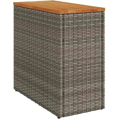 vidaXL Tuin Side Table met houten bovenkant grijs poly rattan - Tuin Bijzettafel vidaXL Tuin Side Table met houten bovenkant grijs poly rattan - Tuin Bijzettafel
