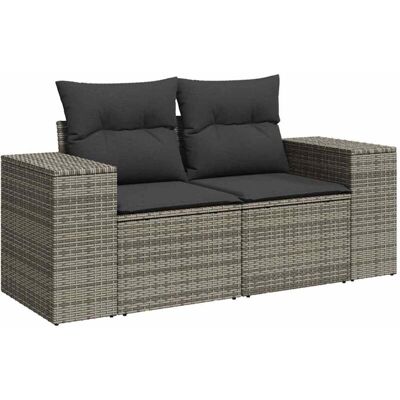 Vidaxl Cinza Sofá de jardim para 2 pessoas com almofadas Vidaxl Cinza Sofá de jardim para 2 pessoas com almofadas