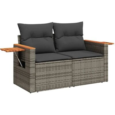 vidaXL Gartensofa Mit Kissen Schwarz Poly Rattan – Grau – Modell: mit S vidaXL Gartensofa Mit Kissen Schwarz Poly Rattan – Grau – Modell: mit S