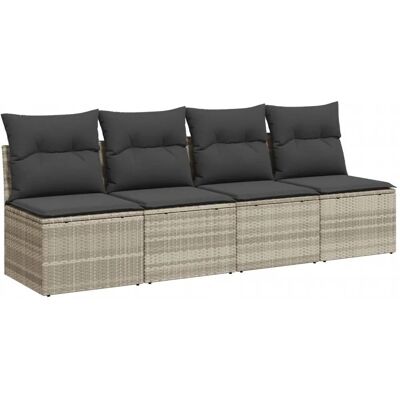 vidaXL Gartensofa 4-Sitzer Hellgrau Poly Rattan vidaXL Gartensofa 4-Sitzer Hellgrau Poly Rattan