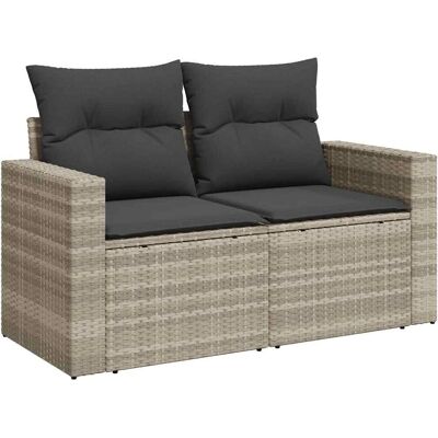 vidaXL tuinsofa met kussens 2-zits - Lichtgrijs - Tuinsofa vidaXL tuinsofa met kussens 2-zits - Lichtgrijs - Tuinsofa