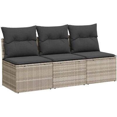 vidaXL Gartensofa Mit Kissen 3-Sitzer - Poly Rattan Hellgrau vidaXL Gartensofa Mit Kissen 3-Sitzer - Poly Rattan Hellgrau