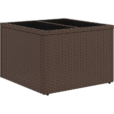 vidaXL Stół ogrodowy z blatem szklanym brązowy 55x55x37 cm - Garden Table vidaXL Stół ogrodowy z blatem szklanym brązowy 55x55x37 cm - Garden Table