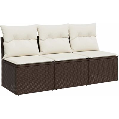 vidaXL Gartensofa Mit Kissen - Braun, 3-Sitzer, Wetterfest vidaXL Gartensofa Mit Kissen - Braun, 3-Sitzer, Wetterfest