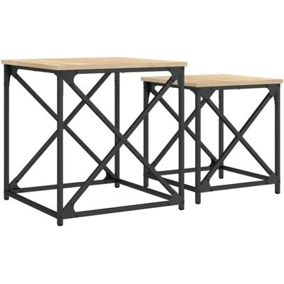 vidaXL Verschachtelte Couchtische Sonoma Eiche - Verschachtelte Couchtische vidaXL Verschachtelte Couchtische Sonoma Eiche - Verschachtelte Couchtische