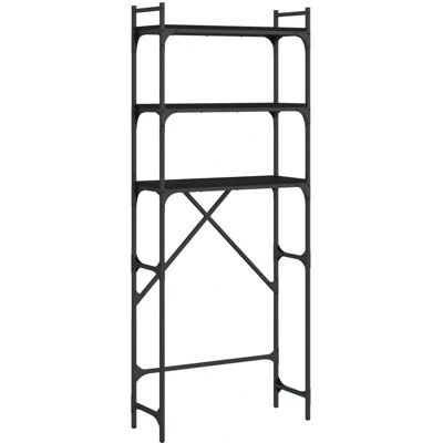 Étagère à laver vidaXL - Bois, Noir - Rangement 3 niveaux Étagère à laver vidaXL - Bois, Noir - Rangement 3 niveaux