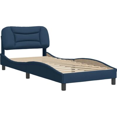 VidaXL Blaue Stoffbettgestell mit Kopfteil - Bett, 90x200 cm VidaXL Blaue Stoffbettgestell mit Kopfteil - Bett, 90x200 cm