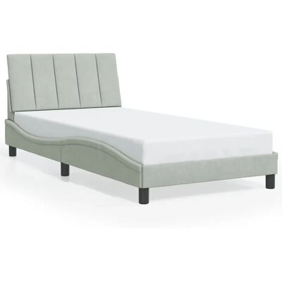 vidaXL Bettgestell Ohne Matratze Samt Farbe: Hellgrau Größe: 100 x 200 cm - bed frame vidaXL Bettgestell Ohne Matratze Samt Farbe: Hellgrau Größe: 100 x 200 cm - bed frame