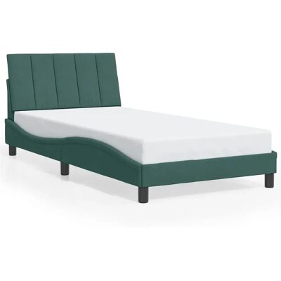 VidaXL 3207834 bedframe - Donkergroen fluwelen modern golvend design VidaXL 3207834 bedframe - Donkergroen fluwelen modern golvend design