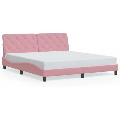 VidaXL bedframe met roze fluwelen hoofdbord - Bedframe VidaXL bedframe met roze fluwelen hoofdbord - Bedframe