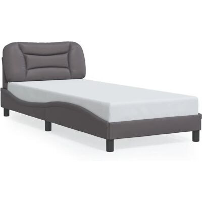 VidaXL Bettgestell mit Kopfteil - Modernes Grau-Design - Bettgestell VidaXL Bettgestell mit Kopfteil - Modernes Grau-Design - Bettgestell