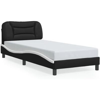 vidaXL Bettgestell mit Kopfteil - Schwarz & Weiß - 90x200 cm vidaXL Bettgestell mit Kopfteil - Schwarz & Weiß - 90x200 cm