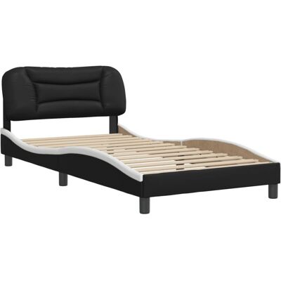 vidaXL Bettgestell mit Kopfteil - Modern 100x200cm - Schwarz & Weiß vidaXL Bettgestell mit Kopfteil - Modern 100x200cm - Schwarz & Weiß