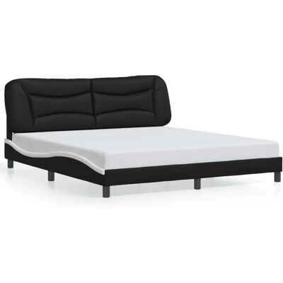 vidaXL Bettgestell mit Kopfteil - Schwarz & Weiß, 180x200, Modern vidaXL Bettgestell mit Kopfteil - Schwarz & Weiß, 180x200, Modern