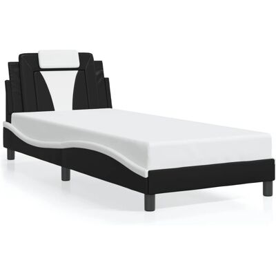 vidaXL Bettgestell mit Kopfteil - Schwarz/Weiß - 80x200cm - Bettgestell vidaXL Bettgestell mit Kopfteil - Schwarz/Weiß - 80x200cm - Bettgestell