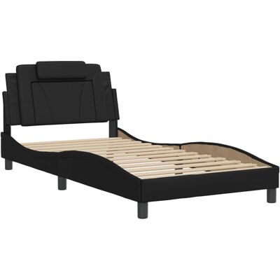 vidaXL Bettgestell mit Kopfteil - 100x200 cm - Schwarz - Bettgestell vidaXL Bettgestell mit Kopfteil - 100x200 cm - Schwarz - Bettgestell