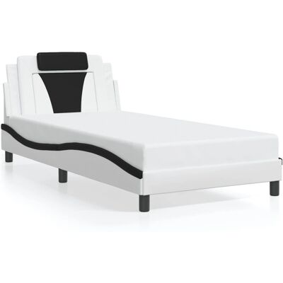 vidaXL Bettgestell mit Kopfteil Kunstleder Weiß Schwarz 100x200 vidaXL Bettgestell mit Kopfteil Kunstleder Weiß Schwarz 100x200