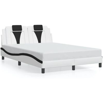 vidaXL Bettgestell mit Kopfteil - Weiß & Schwarz - 120x200cm vidaXL Bettgestell mit Kopfteil - Weiß & Schwarz - 120x200cm