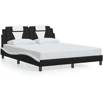 vidaXL Bettgestell - 160x200, Schwarz & Weiß, Kunstleder vidaXL Bettgestell - 160x200, Schwarz & Weiß, Kunstleder
