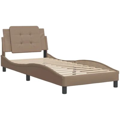 vidaXL Bettgestell Mit Kopfteil - Kunstleder, Cappuccino, 100x200cm vidaXL Bettgestell Mit Kopfteil - Kunstleder, Cappuccino, 100x200cm