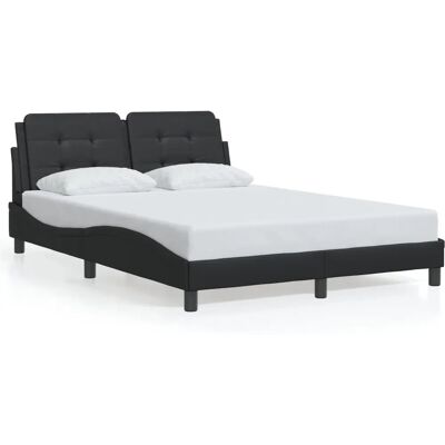 vidaXL Bettrahmen mit Kopfteil - Bett, Schwarz, 140x200 cm vidaXL Bettrahmen mit Kopfteil - Bett, Schwarz, 140x200 cm