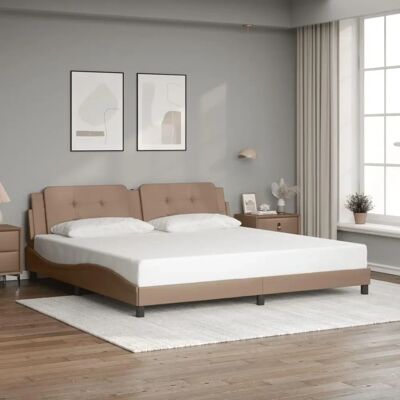 vidaXL Bettgestell mit Kopfteil - 200x200 cm - Schwarz & Weiß - Bett vidaXL Bettgestell mit Kopfteil - 200x200 cm - Schwarz & Weiß - Bett