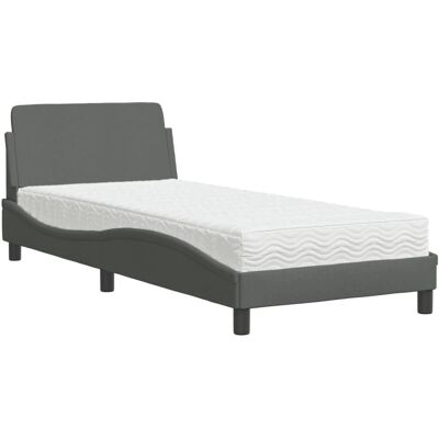 vidaXL Bett Mit Matratze Stoff Dunkelgrau 80x200cm vidaXL Bett Mit Matratze Stoff Dunkelgrau 80x200cm