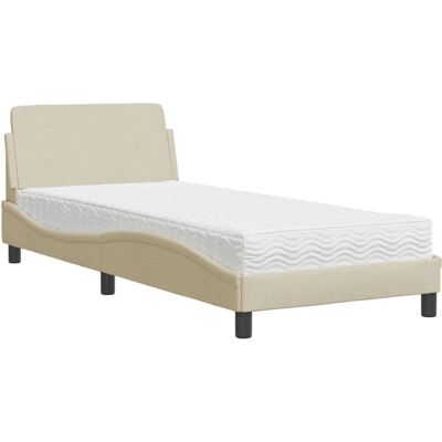 vidaXL Bett Mit Matratze - Modern, Creme, 80x200cm vidaXL Bett Mit Matratze - Modern, Creme, 80x200cm