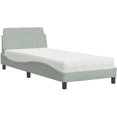 vidaXL Bett Mit Matratze Samt Hellgrau 80x200 cm - Bett vidaXL Bett Mit Matratze Samt Hellgrau 80x200 cm - Bett