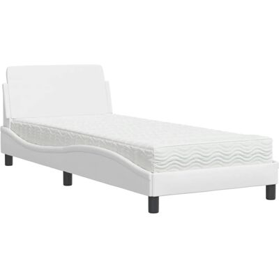 vidaXL Bett Mit Matratze Kunstleder Farbe: Weiß Größe: 90 x 190 cm - Modern vidaXL Bett Mit Matratze Kunstleder Farbe: Weiß Größe: 90 x 190 cm - Modern