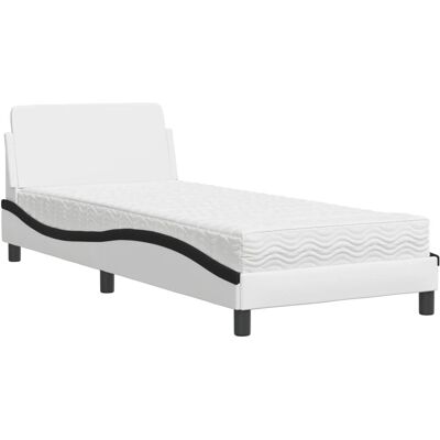 vidaXL Weiß-Schwarz Bett mit Matratze - Bett vidaXL Weiß-Schwarz Bett mit Matratze - Bett
