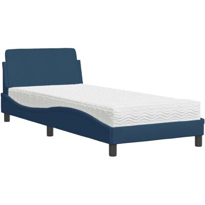 VidaXL Bett - Blau - Sperrholzlatten - Schaumstoffmatratze - Modernes Design VidaXL Bett - Blau - Sperrholzlatten - Schaumstoffmatratze - Modernes Design