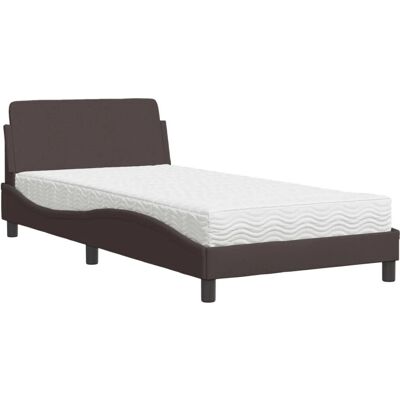vidaXL Bett Mit Matratze Stoff Farbe: Dunkelbraun 100x200 cm - Bett vidaXL Bett Mit Matratze Stoff Farbe: Dunkelbraun 100x200 cm - Bett