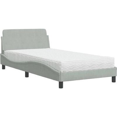 vidaXL Bett mit Matratze - Hellgrau - 100x200 cm vidaXL Bett mit Matratze - Hellgrau - 100x200 cm