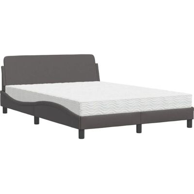 vidaXL Bett mit Matratze 120x200cm Grau Kunstleder Modern vidaXL Bett mit Matratze 120x200cm Grau Kunstleder Modern