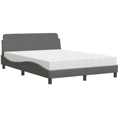 VidaXL Dunkelgraues Bett mit Matratze - Modern, Langlebig, 140x190 cm VidaXL Dunkelgraues Bett mit Matratze - Modern, Langlebig, 140x190 cm