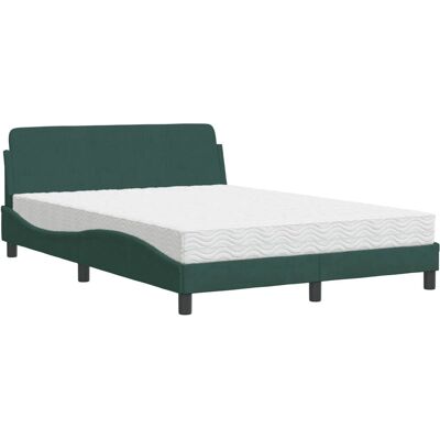 vidaXL Bett Mit Matratze Samt Farbe: Dunkelgrün 140 x 190 cm vidaXL Bett Mit Matratze Samt Farbe: Dunkelgrün 140 x 190 cm