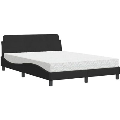 vidaXL Bett Mit Matratze Samt Schwarz 140x200 cm - Bett vidaXL Bett Mit Matratze Samt Schwarz 140x200 cm - Bett