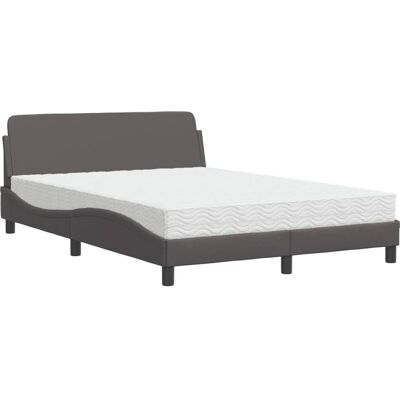vidaXL Graues Bett Mit Matratze - Bett vidaXL Graues Bett Mit Matratze - Bett