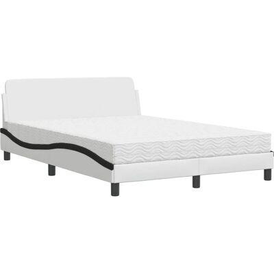 vidaXL Bett mit Matratze - Weiß & Schwarz - 140x200 cm vidaXL Bett mit Matratze - Weiß & Schwarz - 140x200 cm