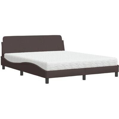 vidaXL Bett mit Matratze - Dunkelbraun 160x200cm vidaXL Bett mit Matratze - Dunkelbraun 160x200cm