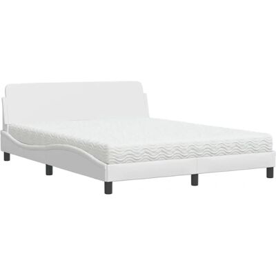 vidaXL Bett 160x200 cm Weiß Kunstleder Modern vidaXL Bett 160x200 cm Weiß Kunstleder Modern