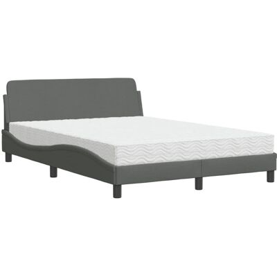 vidaXL Bett Mit Matratze Stoff Dunkelgrau 180x200cm vidaXL Bett Mit Matratze Stoff Dunkelgrau 180x200cm