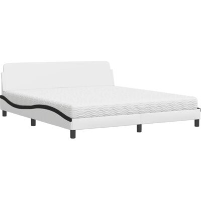 vidaXL Lit avec Matelas - Blanc et Noir, 180x200 cm - Publicité vidaXL Lit avec Matelas - Blanc et Noir, 180x200 cm - Publicité