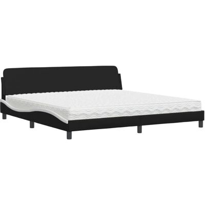 VidaXL Bett - Schwarzes und Weißes Kunstleder 200x200 cm VidaXL Bett - Schwarzes und Weißes Kunstleder 200x200 cm