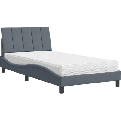 VidaXL 3208581 Bett - Bett mit dunklem Grau Samt 100x200 cm VidaXL 3208581 Bett - Bett mit dunklem Grau Samt 100x200 cm